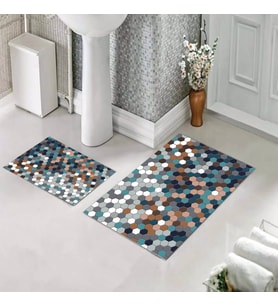 Banyo Halısı Ikili Klozet Takımı Kaymaz Tabanlı (60 xm x 100 cm + 40 cm x 60 cm) 