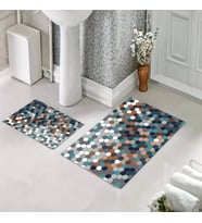 Banyo Halısı Ikili Klozet Takımı Kaymaz Tabanlı (60 xm x 100 cm + 40 cm x 60 cm) 