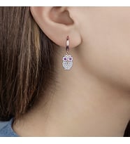 Afrodit Silver Roze Rengi Zirkon Taşlı Baykuş Model Gümüş Küpe