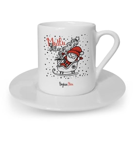 Yılbaşı Hediyesi BK Gift Kişiye Özel Noel Baba Mutlu Yıllar Türk Kahvesi Fincanı  6