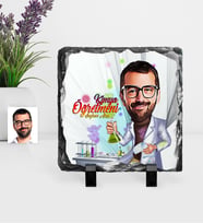 BK Gift Kişiye Özel Bay Kimya Öğretmeni Karikatürlü Dekoratif Doğal Taş  2