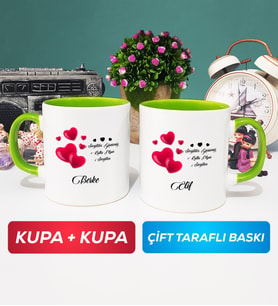İkili Sevgililer Günü Hediyesi Kupa Bardak Yeşil