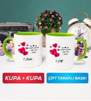 İkili Sevgililer Günü Hediyesi Kupa Bardak Yeşil