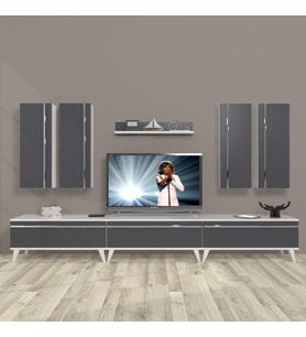 Decoraktiv Eko 8d Mdf Retro Tv Ünitesi Tv Sehpası (Beyaz - Antrasit)