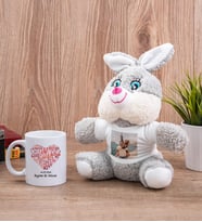 Love Tasarım Hediyelik Beyaz Kupa Bardak ve Peluş Tavşan