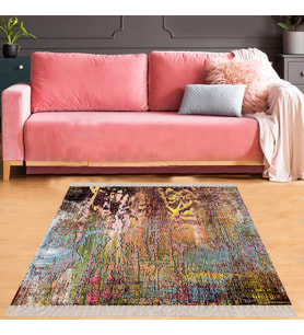 Batik Desenli Renk Geçişli Dijital Baskı Yıkanabilir Kaymaz Taban Salon Halısı ve Yolluk (Karışık)