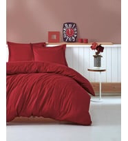 Cotton Box Stripe Saten Çift Kişilik Nevresim Takımı - Bordo