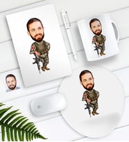 BK Gift Kişiye Özel Asker Karikatürlü Defter Kalem Kupa Mouse Pad Seti-2 (Model 1)