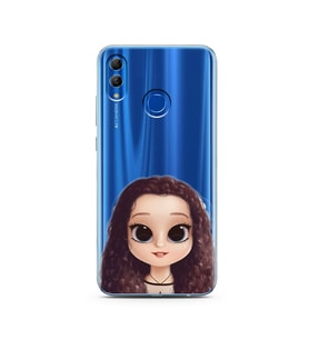 Kıvırcık Saçlı Kız Tasarımlı Süper Şeffaf Silikon Telefon Kılıfı Huawei Honor 10