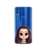 Kıvırcık Saçlı Kız Tasarımlı Süper Şeffaf Silikon Telefon Kılıfı Huawei Honor 10