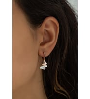 Çift Kelebek Sallantılı Küpe Kalemli Rodyum Ve Rose Kaplama Gümüş