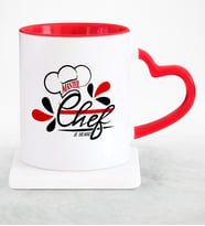 BK Gift Kişiye Özel Chef Kırmızı Kalpli Kupa Bardak  5