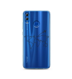 Çizgi Harita Tasarımlı Süper Şeffaf Silikon Telefon Kılıfı Huawei Honor 10 Lite 