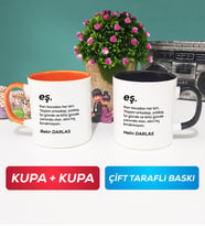 İkili Çiftlere Özel Eş Kupa Bardak Turuncu Siyah