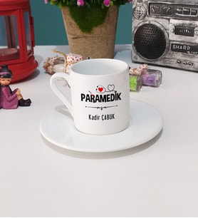 Paramedik Tasarımlı Kişiye Özel Hediye Paramedik Türk Kahvesi Fincanı