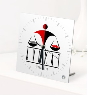 BK Gift Kişiye Özel Avukat Temalı Masaüstü Kare Cam Saat - 4 (Beyaz)