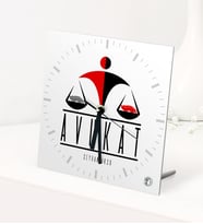 BK Gift Kişiye Özel Avukat Temalı Masaüstü Kare Cam Saat - 4 (Beyaz)