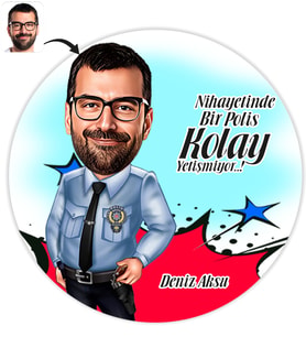 BK Gift Kişiye Özel Bay Polis Karikatür Baskılı Yaş Pasta İçin Yenilebilir Şekerli Kağıt  1(Sadece Kağıt)
