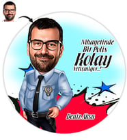 BK Gift Kişiye Özel Bay Polis Karikatür Baskılı Yaş Pasta İçin Yenilebilir Şekerli Kağıt  1(Sadece Kağıt)