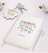 BK Gift Kişiye Özel Sosyolog Beyaz Defter Kalem ve Anahtarlık Hediye Seti (Model 1)