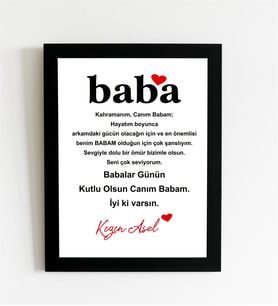 Kahramanım Canım Babam Kişiye Özel Babalar Günü Ahşap Tasarım Çerçeve 13x18 cm