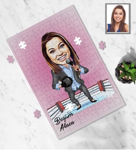 Kişiye Özel Spiker Karikatürlü A4 99 Parça Puzzle Bayan-1