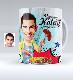 BK Gift Kişiye Özel Bay Mangalcı Karikatürlü Beyaz Kupa Bardak  1