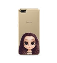 Kıvırcık Saçlı Kız Tasarımlı Süper Şeffaf Silikon Telefon Kılıfı Huawei Honor 7s