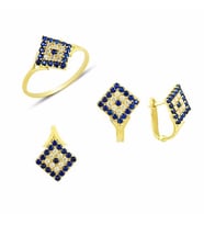 Sosyete gözlü set 5.65 Gram 14 Ayar Altın (Çok Renkli)