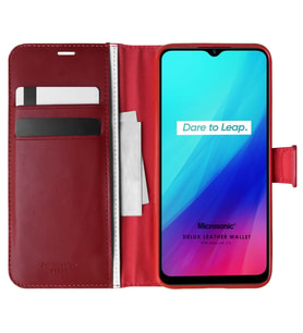 Microsonic Realme C3i Kılıf Delux Leather Wallet Kırmızı
