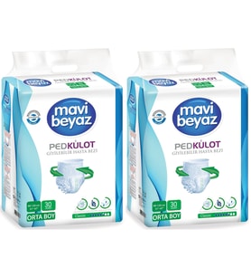 Mavi Beyaz Ped Emici Külot Hasta Bezi Medium Orta 60 Adet