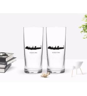BK Gift Kişiye Özel Renkli Baskılı Kastamonu Tasarımlı Turistik İkili Rakı Bardağı Seti-2 (Beyaz)