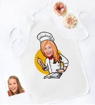 BK Gift Kişiye Özel Bayan Chef Karikatürlü Mutfak Önlüğü-12 (Beyaz)