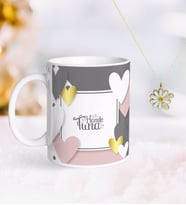 BK Gift Kişiye Özel Sevgililer Günü Kupa ve Çift İsimli Papatya Kolye-138 (Model 1)