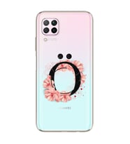 Pembe Çiçekli Harf Tasarım Süper Şeffaf Silikon Telefon Kılıfı Huawei P40 Lite Ö
