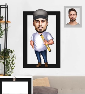 Kişiye Özel Mühendis Karikatürlü 3D Ahşap Tablo 30x47 Bay-2
