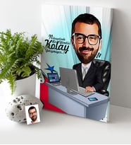 BK Gift Kişiye Özel Bay Genel Müdür Karikatür Kanvas Tablo 30x50cm 1