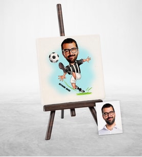 BK Gift Kişiye Özel Futbol Siyah Beyaz Karikatür Şovaleli Doğal Taş  1