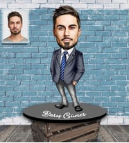 Kişiye Özel Öğretmen Karikatürlü Ahşap Biblo Bay-7