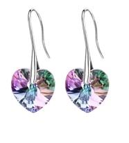 Monemel Eflatun Swarovski Taşlı Kalp Küpe, Gümüş (Altın Kaplama) Sevgililer Günü Hediyesi Yeni Yıl Hediyesi - Yılbaşı Hediyesi