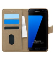 Microsonic Samsung Galaxy S7 Edge Kılıf Fabric Book Wallet Gold