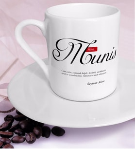 BK Gift Kişiye Özel Mânâ Munis Türk Kahvesi Fincanı (Beyaz)