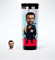 BK Gift Kişiye Özel Bay Hakim Karikatürlü Çelik Termos Bardak  1