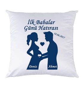 Biresimden Baba Adayına İlk Babalar Günü Hediyesi İsimli Kişiye Özel Yastık