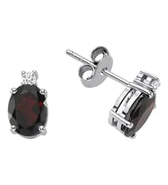 Sirius Pırlanta ve Oval Garnet Taşlı Küpe 0704E0096