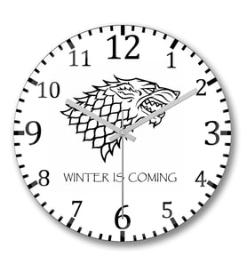 Casa Stark Goot Winter is Coming Duvar Saati Bombeli Gercek Cam