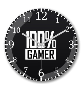 100  Gamer Duvar Saati Bombeli Gercek Cam