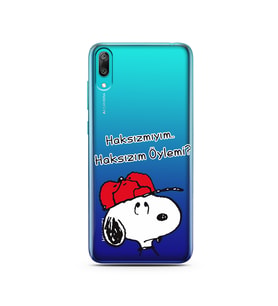Snoopy Tasarımlı Süper Şeffaf Silikon Telefon Kılıfı Huawei Y7 Prime 2019