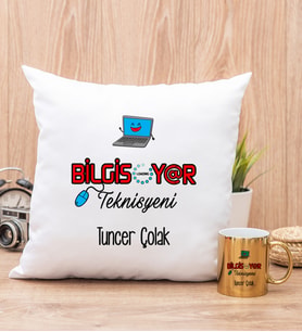 Bilgisayar Teknisyeni Yastık ve Gold Kupa Bardak