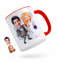 BK Gift Kişiye Özel Evleniyoruz Karikatürlü Kırmızı Kupa Bardak-6